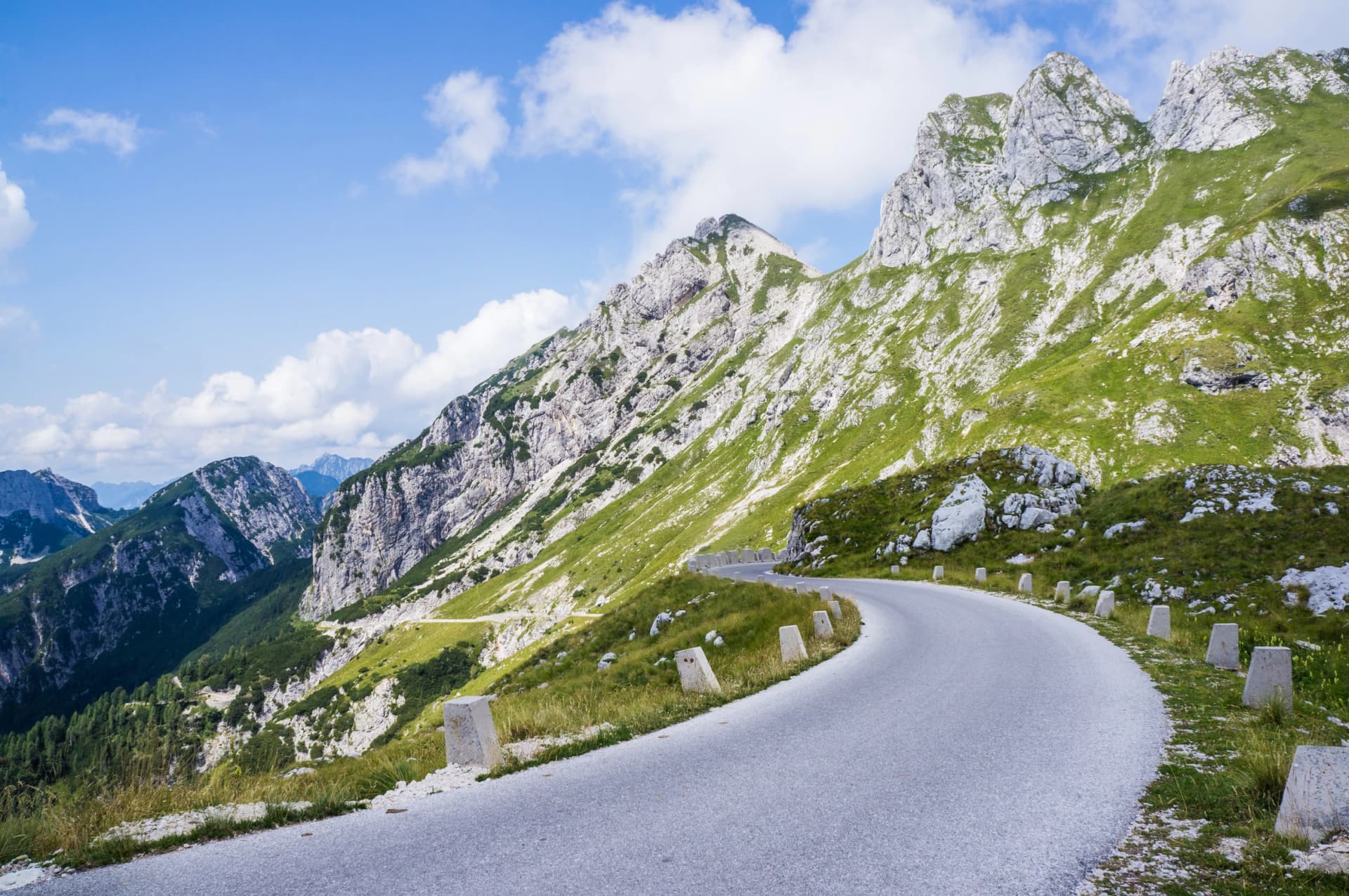 Road to Mangart saddle, highest road in Slovenia.